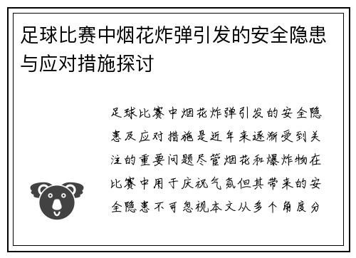 足球比赛中烟花炸弹引发的安全隐患与应对措施探讨